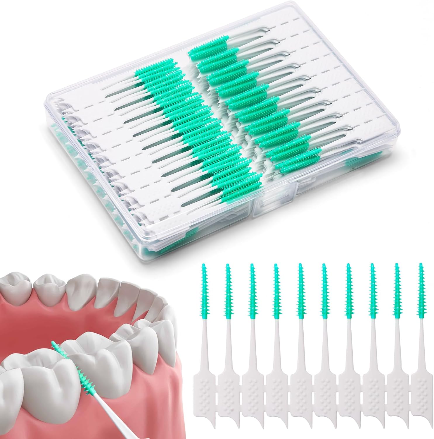300 Pieces Interdental Brushes,Braces Brush with Silicone Head,Dental Tooth Flossing Toothpick Cleaners Tooth V1258-DP02-B-1967