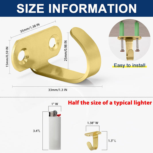 Stainless Steel Screw Mounted Ceiling Hooks, Under-Shelf Towel/Robe Clothes Hook Heavy Duty Coat Hanger for V1258-DP02-B-1977