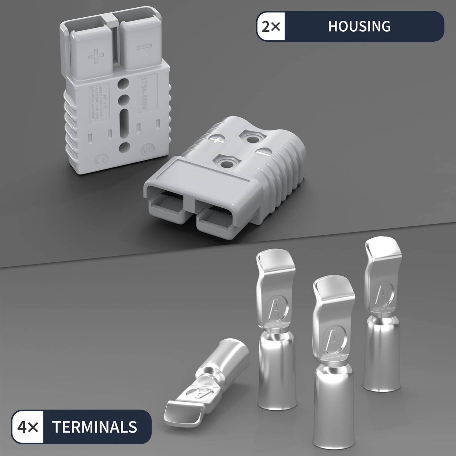 175Amp Battery Quick Connect/Disconnect Connector, 600V 1/0AWG Battery Cable Connector Wire Harness Plug V1258-DP02-B-1981