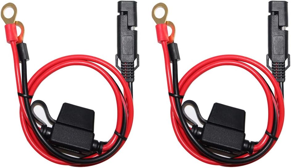 [2 PACK] 2FT Motorcycle Battery Charger Cord, Sae to O Ring Terminal Quick Disconnect Assembly Extension V1258-DP02-B-1985