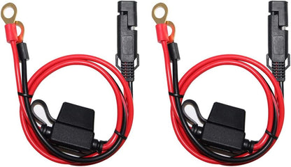 [2 PACK] 2FT Motorcycle Battery Charger Cord, Sae to O Ring Terminal Quick Disconnect Assembly Extension V1258-DP02-B-1985