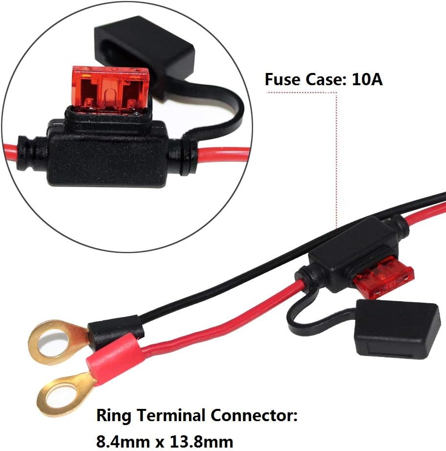 [2 PACK] 2FT Motorcycle Battery Charger Cord, Sae to O Ring Terminal Quick Disconnect Assembly Extension V1258-DP02-B-1985