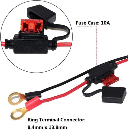 [2 PACK] 2FT Motorcycle Battery Charger Cord, Sae to O Ring Terminal Quick Disconnect Assembly Extension V1258-DP02-B-1985
