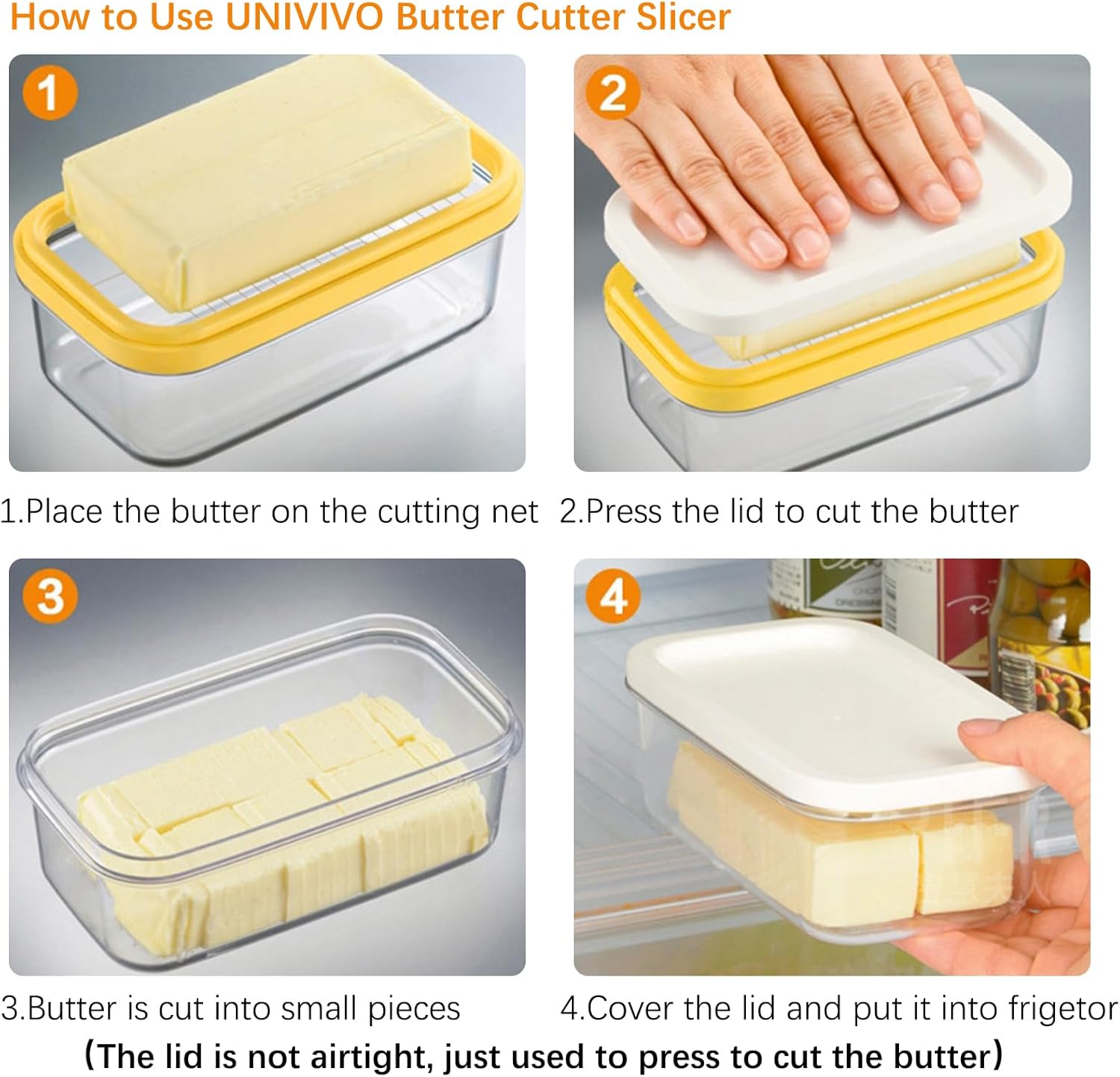 Butter Slicer Cutter with Storage Container, Stick Butter Dish with Lid for Fridge, Easy Cutting Two 4oz V1258-DP02-B-1987