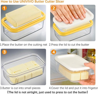 Butter Slicer Cutter with Storage Container, Stick Butter Dish with Lid for Fridge, Easy Cutting Two 4oz V1258-DP02-B-1987
