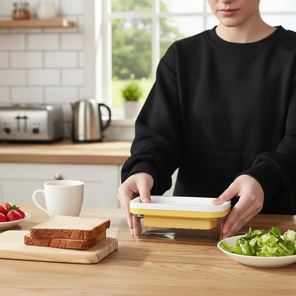 Butter Slicer Cutter with Storage Container, Stick Butter Dish with Lid for Fridge, Easy Cutting Two 4oz V1258-DP02-B-1987