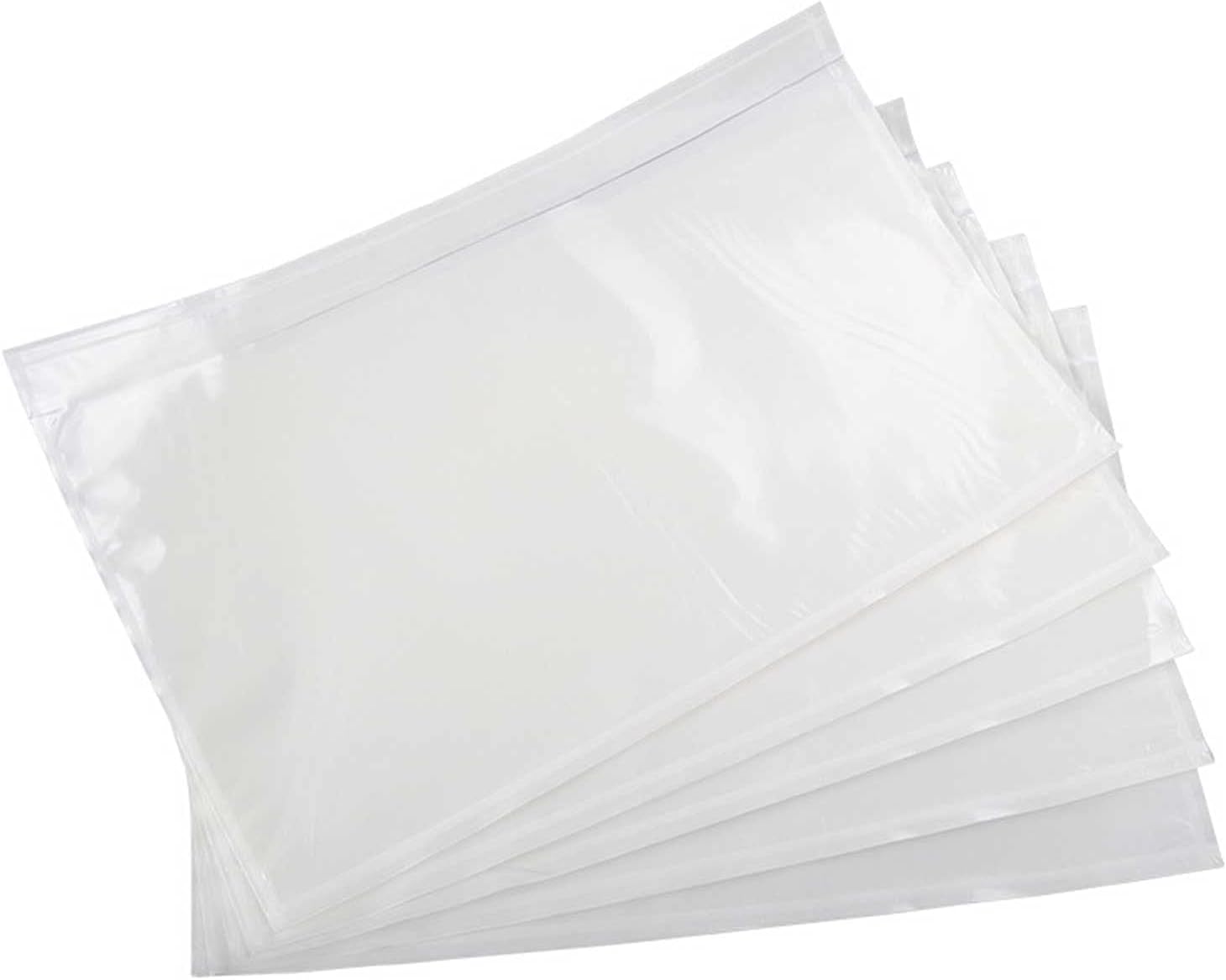 7.5" x 5.5" Packing List Pouches, 100 Pack Shipping Label Envelopes Clear Adhesive Top Loading Packing List V1258-DP02-B-1991