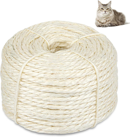 164 Feet Sisal Rope for Cat Scratching Post, 1/6 Inch Natural Cat Tree Rope, DIY Hemp Twine Rope for V1258-DP02-B-1994