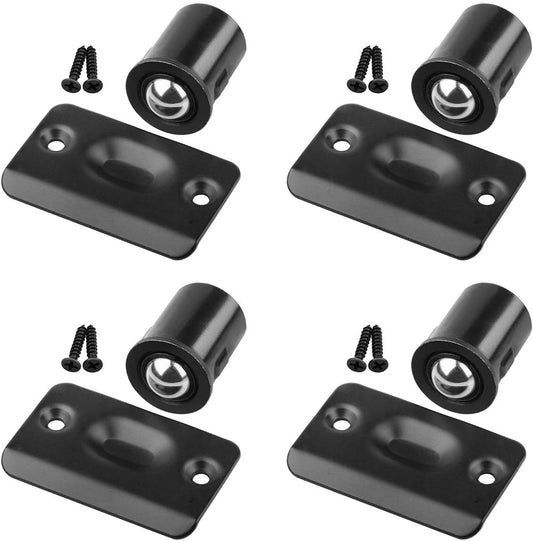 4 Pack Drive in Ball Catch with Strike Plate for Closet Doors, Black, 13/16 Inch x 1-1/8 Inchs,Die-cast, V1258-DP02-B-1996