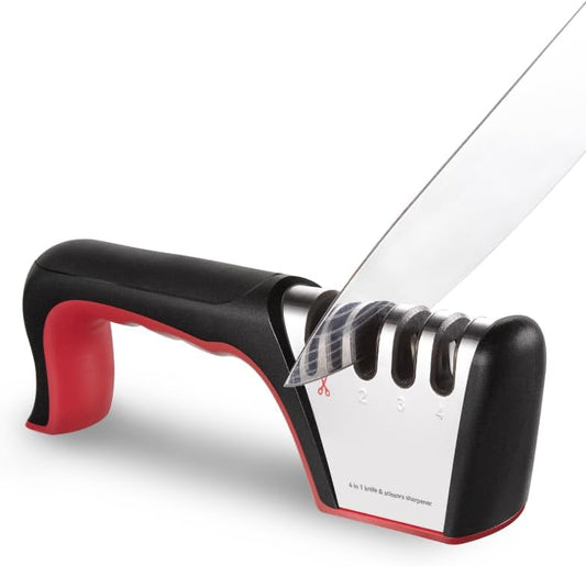 4-in-1 Knife Sharpener, Kitchen Knife Accessories for Ceramic Knives, Steel Knives and Scissors, Aiding in V1258-DP02-B-2