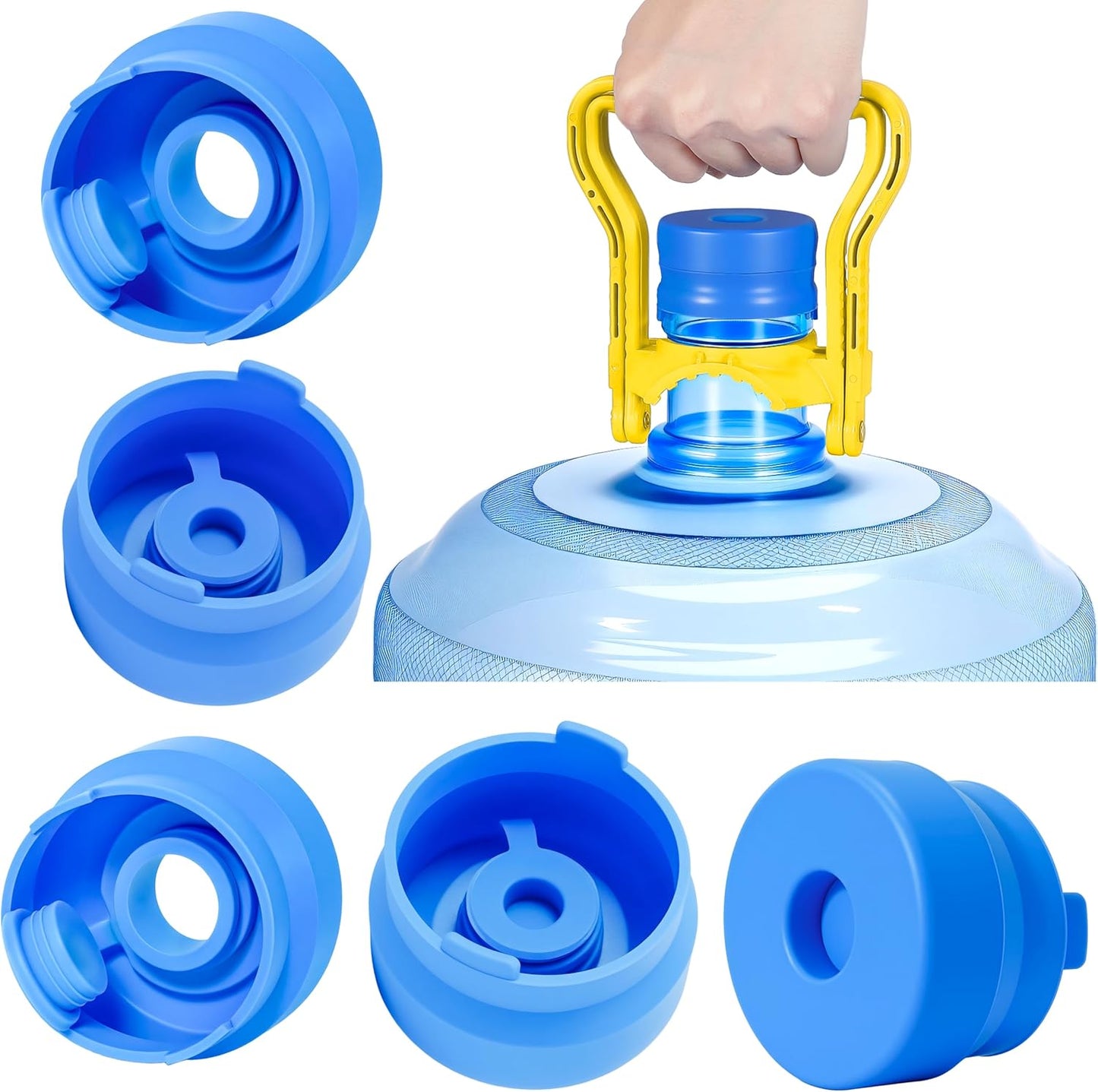 (5 Pack) 5 Gallon Water Jug Cap,Silicone Reusable Replacement Cap, Non Spill Bottle Caps for 55mm Bottle V1258-DP02-B-2004