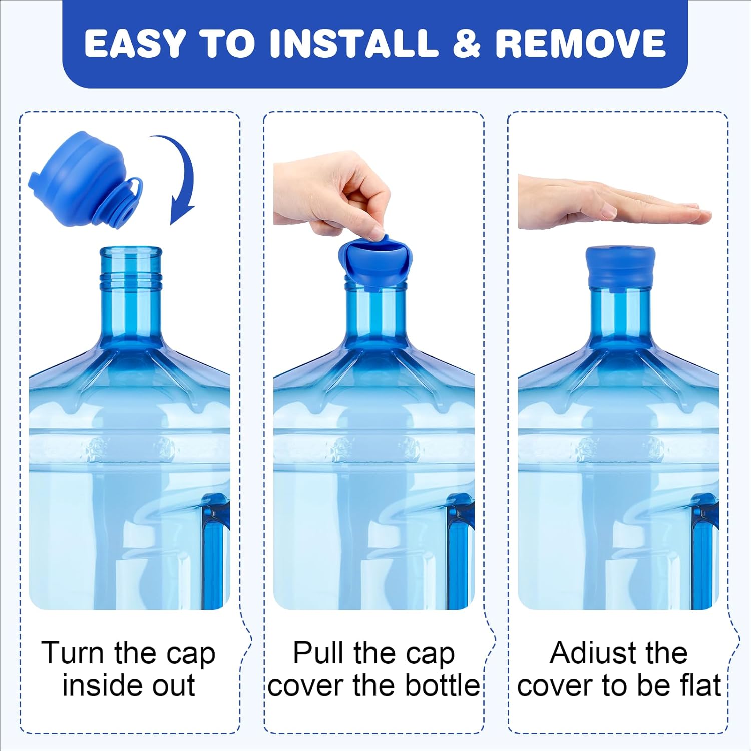 (5 Pack) 5 Gallon Water Jug Cap,Silicone Reusable Replacement Cap, Non Spill Bottle Caps for 55mm Bottle V1258-DP02-B-2004