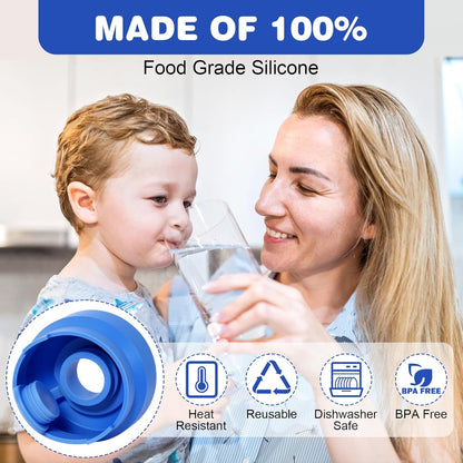 (5 Pack) 5 Gallon Water Jug Cap,Silicone Reusable Replacement Cap, Non Spill Bottle Caps for 55mm Bottle V1258-DP02-B-2004