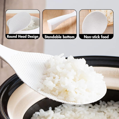 2 Pcs Plastic Rice Paddle,Non Stick Standing Rice Spoon Scooper Spatula,Heat Resistant Rice Cooker Spoon V1258-DP02-B-2005