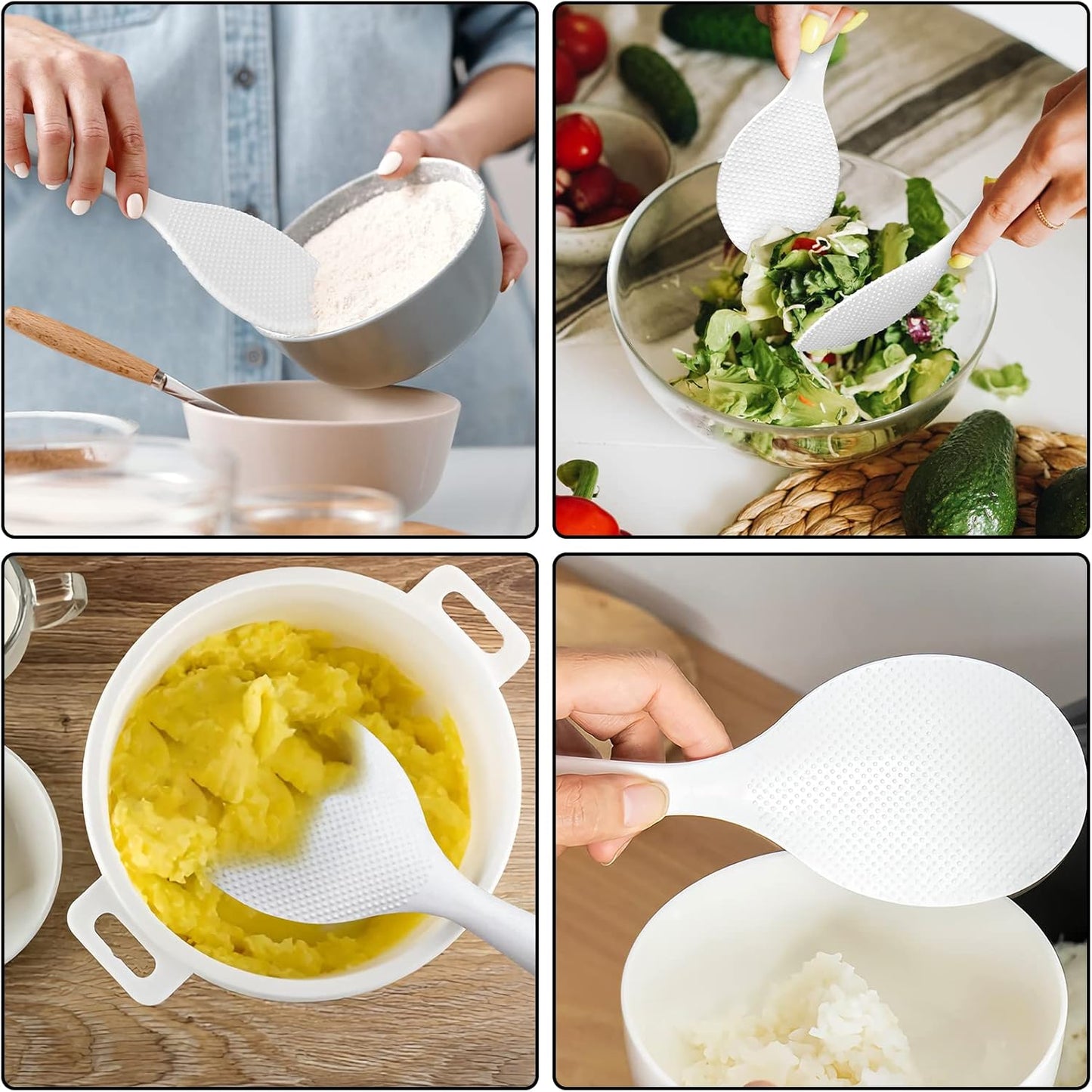 2 Pcs Plastic Rice Paddle,Non Stick Standing Rice Spoon Scooper Spatula,Heat Resistant Rice Cooker Spoon V1258-DP02-B-2005