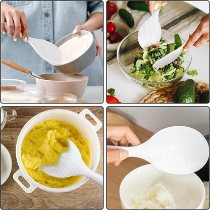2 Pcs Plastic Rice Paddle,Non Stick Standing Rice Spoon Scooper Spatula,Heat Resistant Rice Cooker Spoon V1258-DP02-B-2005