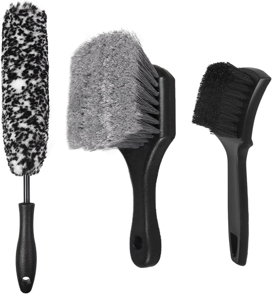 Car Wheel & Tire Brush Set, Wheel Cleaner Brush, Soft & Stiff Bristle Cleaning Brush, Wheel Brushes for V1258-DP02-B-2010