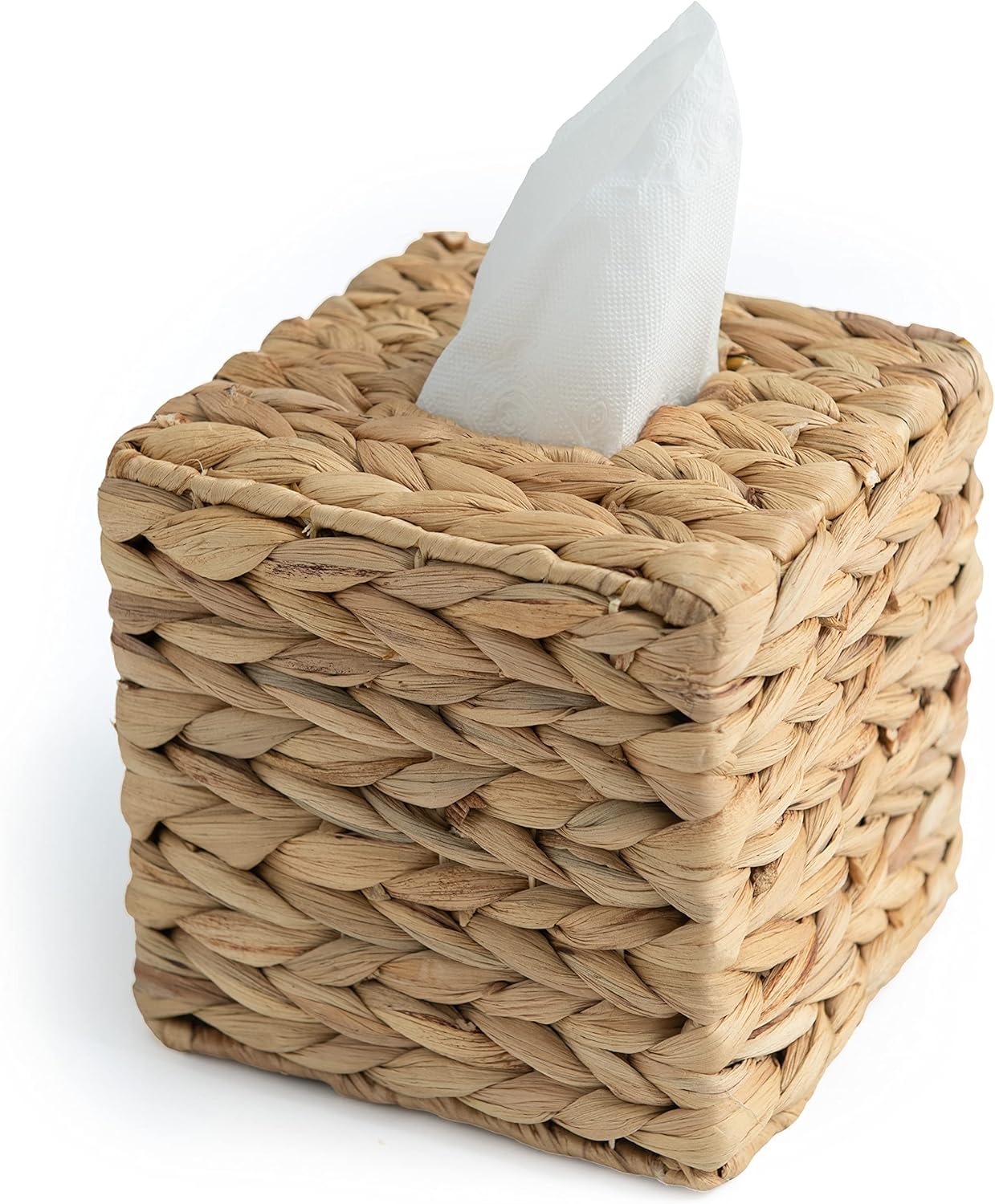 Tissue Box Holder - Square- Rattan Wicker Tissues Cube Box Cover -Boho Decorative Woven Facial Tissue Holder V1258-DP02-B-2017