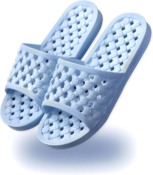 Shower Shoes Quick Drying Slippers for Women Men, Non Slip House Shoes Cushioned Thick Sole Bathroom Slippers V1258-DP02-B-2018