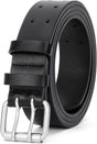Men Double Prong PU Leather Belt Casual Work Heavy Duty Belt Double Grommet Holes Belt for Jeans V1258-DP02-B-2019