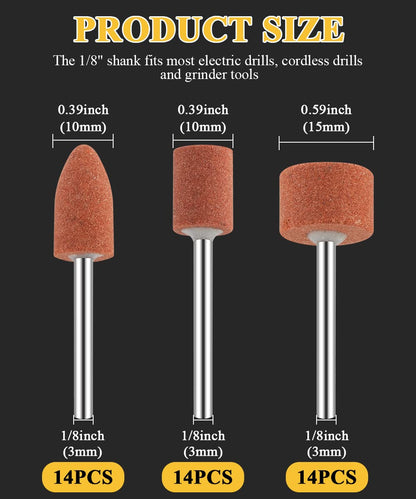 Sanding Bits for Dremel Rotary Tool, Grinding Stone Sanding Drill Bits with 1/8" Shank, Aluminium Oxide Tough V1258-DP02-B-2027
