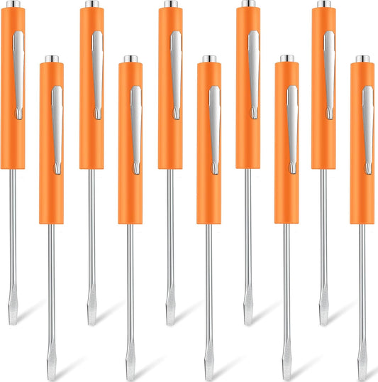 10 Pieces Pocket Screwdriver Mini Tops and Pocket Clips Magnetic Slotted Small Screw Driver with a Single V1258-DP02-B-2032