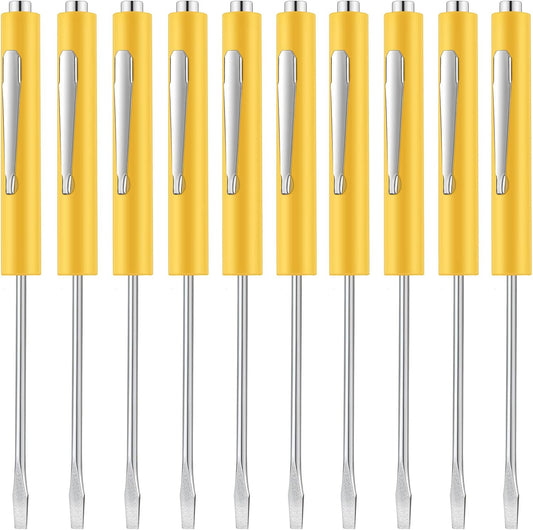 10 Pieces Pocket Screwdriver Mini Tops and Pocket Clips Magnetic Slotted Small Screw Driver with a Single V1258-DP02-B-2033