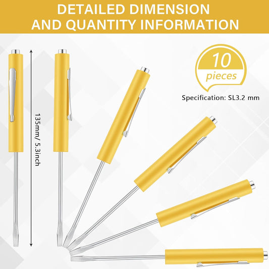 10 Pieces Pocket Screwdriver Mini Tops and Pocket Clips Magnetic Slotted Small Screw Driver with a Single V1258-DP02-B-2033
