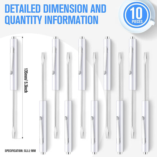 10 Pieces Pocket Screwdriver Mini Tops and Pocket Clips Magnetic Slotted Small Screw Driver with a Single V1258-DP02-B-2034