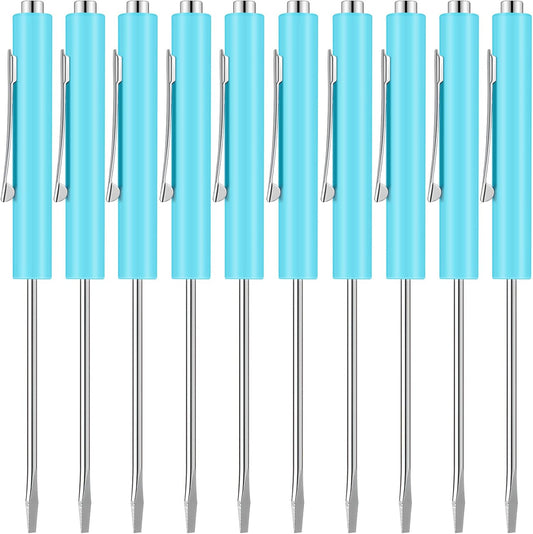 10 Pieces Pocket Screwdriver Mini Tops and Pocket Clips Magnetic Slotted Small Screw Driver with a Single V1258-DP02-B-2035