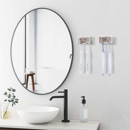 2 PCS Toothbrush Holders Wall Mounted with Cover, Electric Tooth Brushing Holder for Bathroom, 2 Slots Self V1258-DP02-B-2043