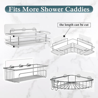 2 Pack Transparent Shower Caddy Adhesive for Replacement, No Drilling , Soap Holder, Bathroom Storage Shelves V1258-DP02-B-2045