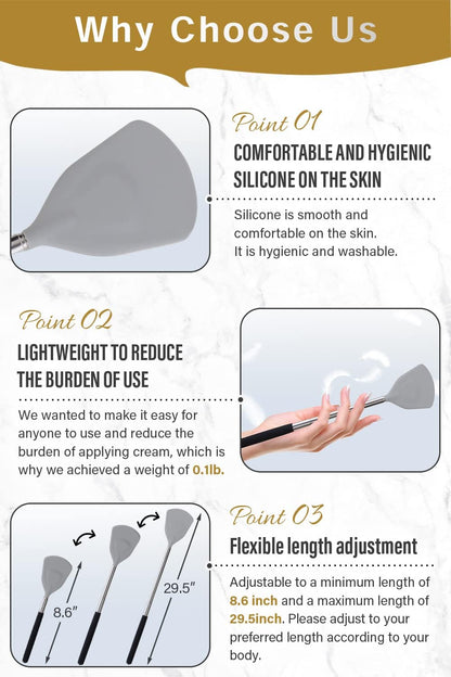 Cream Applicator for Back Telescopic Stick for Lotion Ointment Body Oil Medicine feet V1258-DP02-B-2046