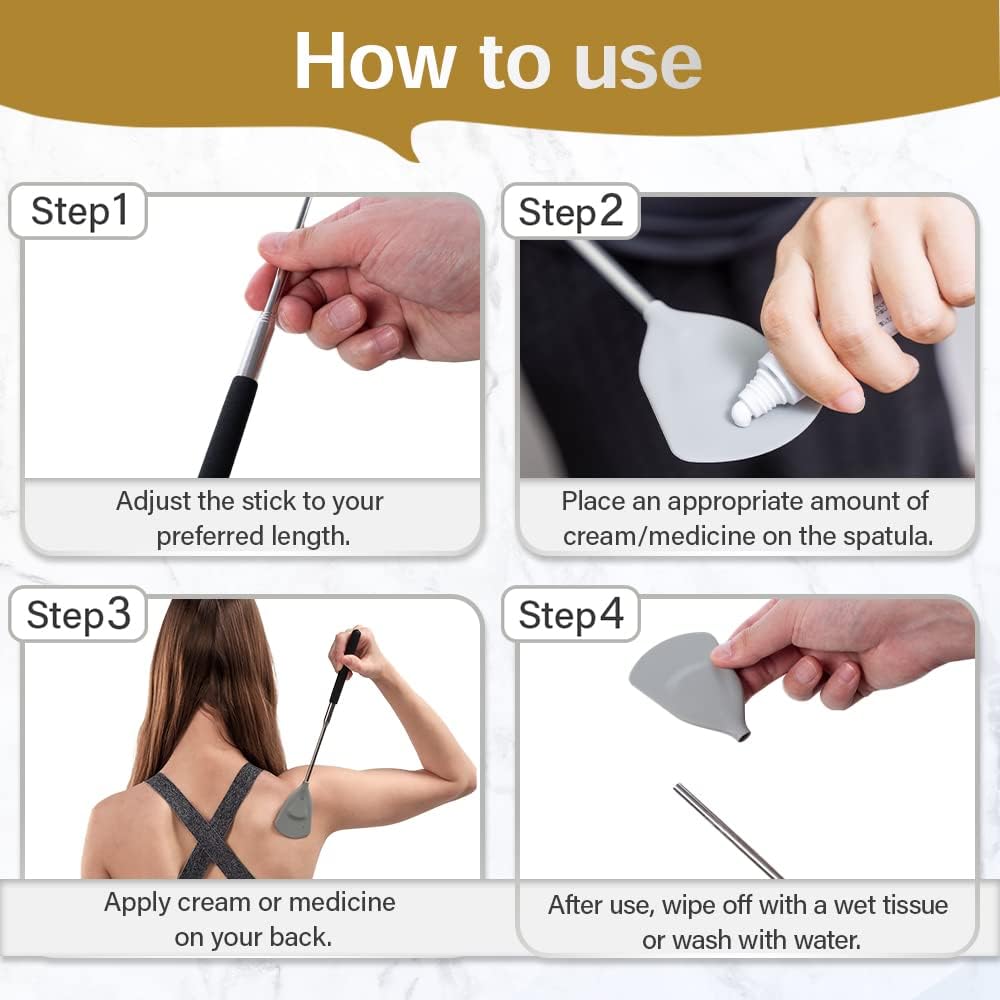 Cream Applicator for Back Telescopic Stick for Lotion Ointment Body Oil Medicine feet V1258-DP02-B-2046