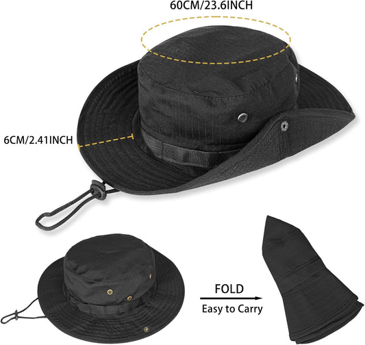 Sun Hats for Men Women Boonie Hat UPF 50+ Bucket Hat Wide Brim UV Protection Fishing Hiking Safari Outdoor V1258-DP02-B-2048