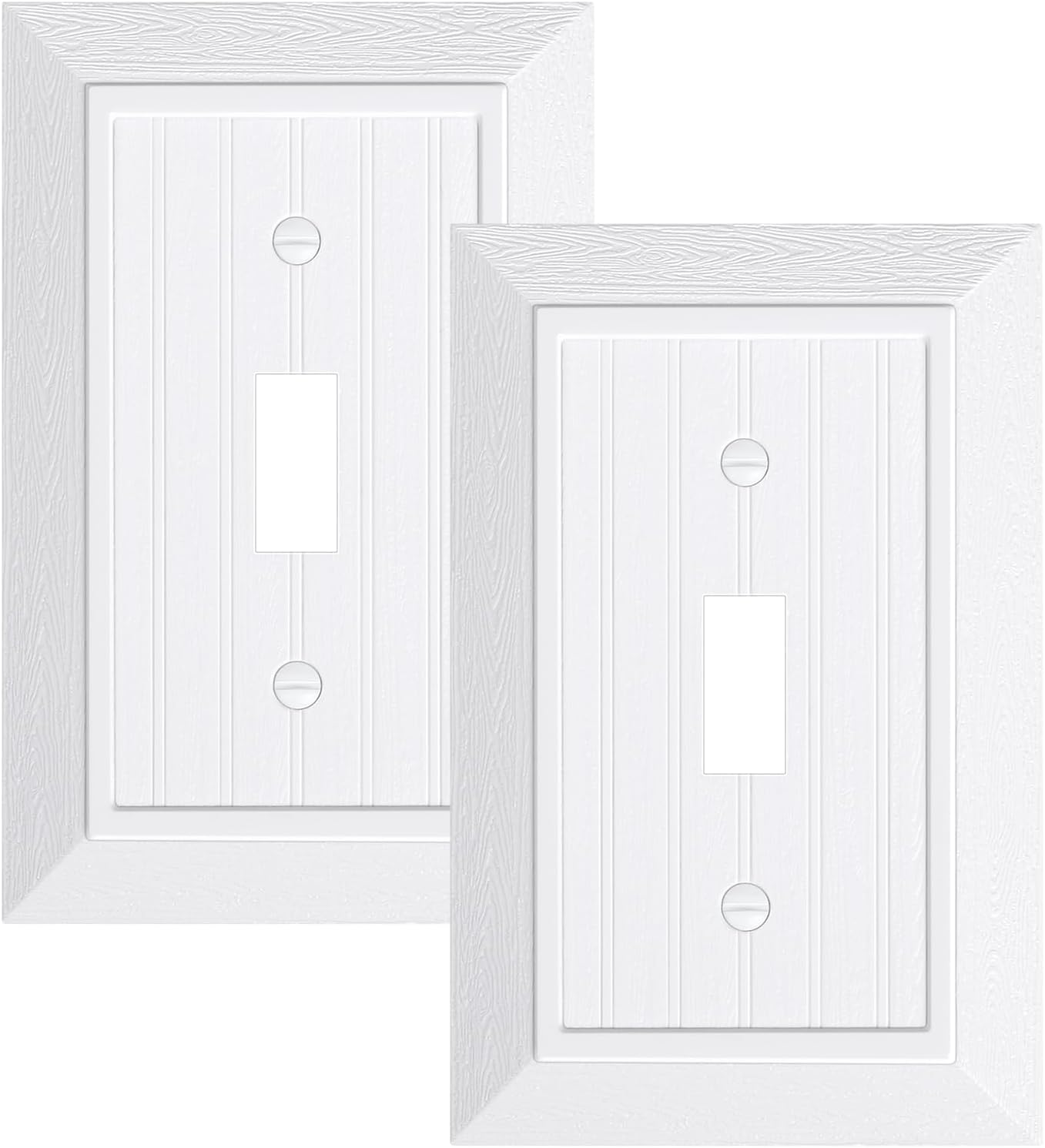 2-Pack Classic Beadboard Single Toggle Light Switch Cover Plate, Unbreakable Polycarbonate Decorative Switch V1258-DP02-B-2049
