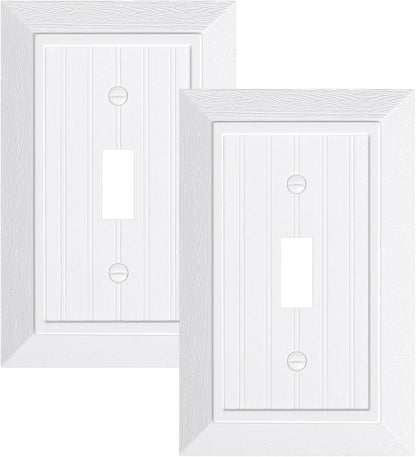 2-Pack Classic Beadboard Single Toggle Light Switch Cover Plate, Unbreakable Polycarbonate Decorative Switch V1258-DP02-B-2049