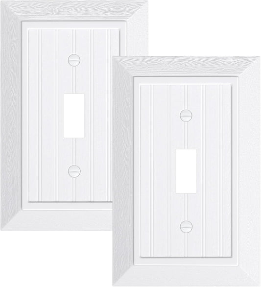 2-Pack Classic Beadboard Single Toggle Light Switch Cover Plate, Unbreakable Polycarbonate Decorative Switch V1258-DP02-B-2049