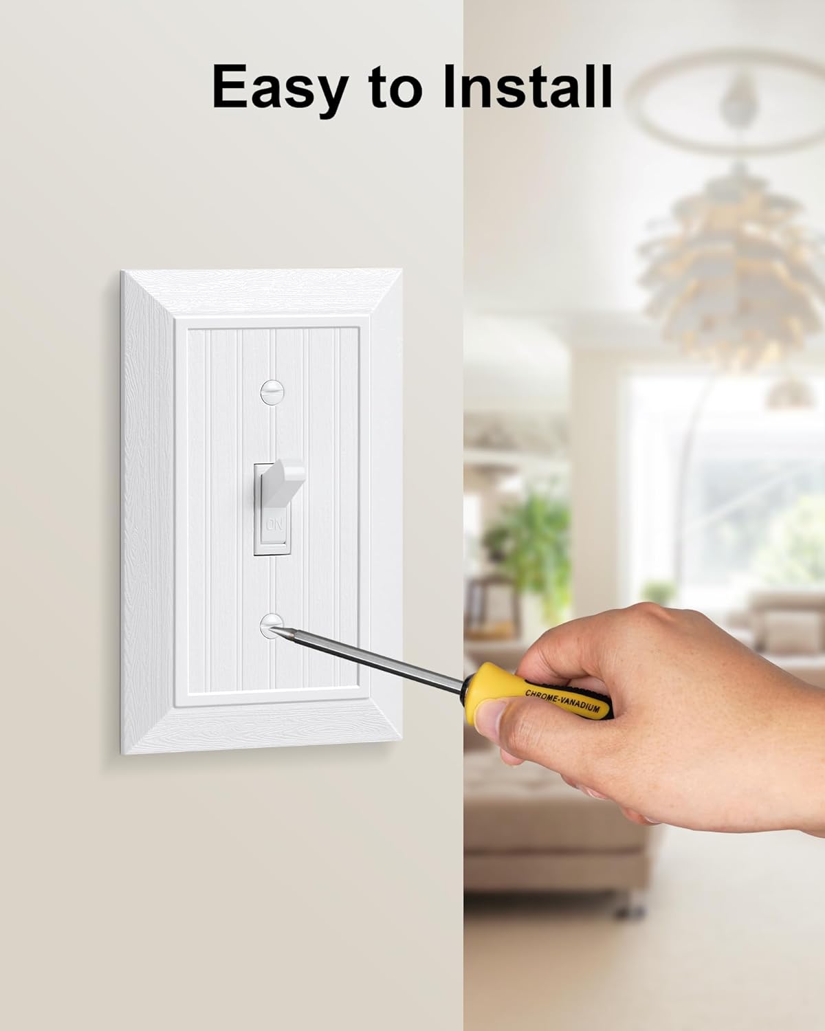 2-Pack Classic Beadboard Single Toggle Light Switch Cover Plate, Unbreakable Polycarbonate Decorative Switch V1258-DP02-B-2049
