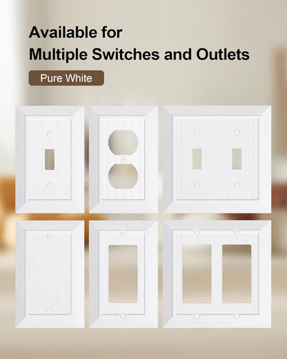 2-Pack Classic Beadboard Single Toggle Light Switch Cover Plate, Unbreakable Polycarbonate Decorative Switch V1258-DP02-B-2049