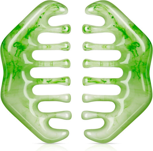 2 Pcs Jade Combs Esthetician Supplies Massage Stone Hair Gua Sha Scraping Scalp Comb Facial Massage Tool V1258-DP02-B-205
