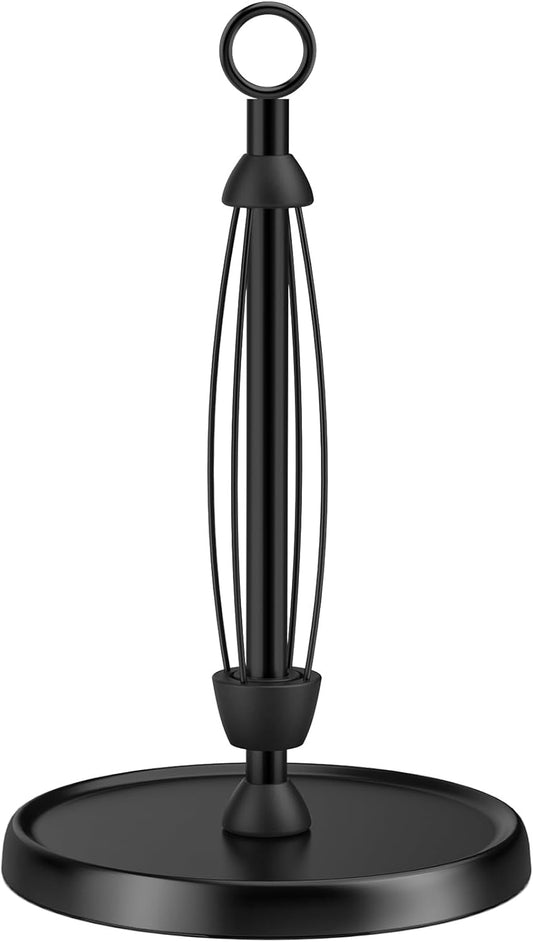 Black Paper Towel Holder Countertop, One-Handed Tear, Stainless Steel, Weighted Base, Ring Paper Towel Holder V1258-DP02-B-2050