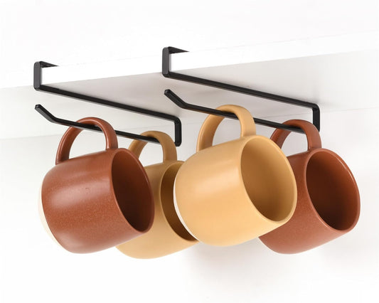 Coffee Mug Hanger for Cabinet, Clip-On Shelf, for Cups, Utensil, Tumbler Lid, Screwless Install (Pack of 2), V1258-DP02-B-2051