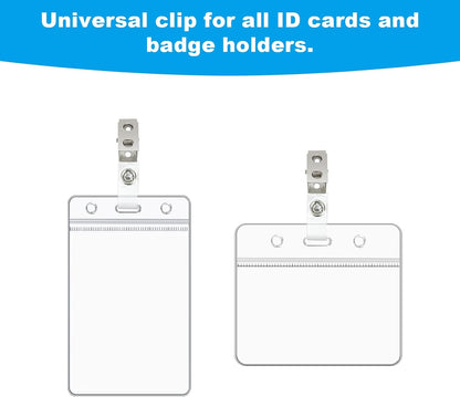 DE 100Pcs Metal Badge Clips with Clear PCV Straps,ID Strap Clip Adapter ID Badge Clips V1258-DP02-B-2060