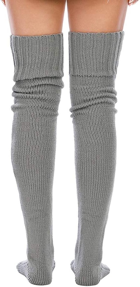 Women's Cable Knitted Thigh High Boot Socks Extra Long Winter Stockings Over Knee Leg Warmers V1258-DP02-B-2062