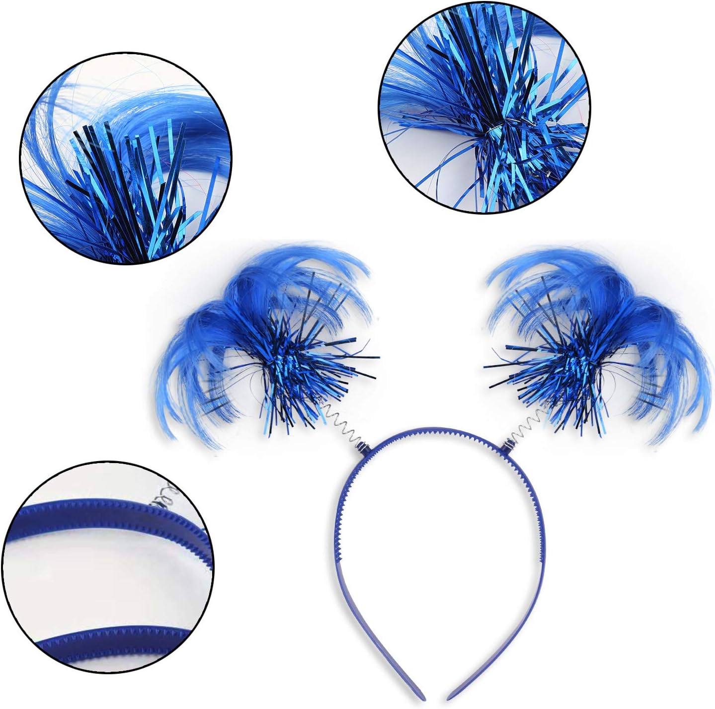 2 Pack Blue Ponytail Headband Feathers Head Bopper Party Accessory for Costume Party School Festivals V1258-DP02-B-2064