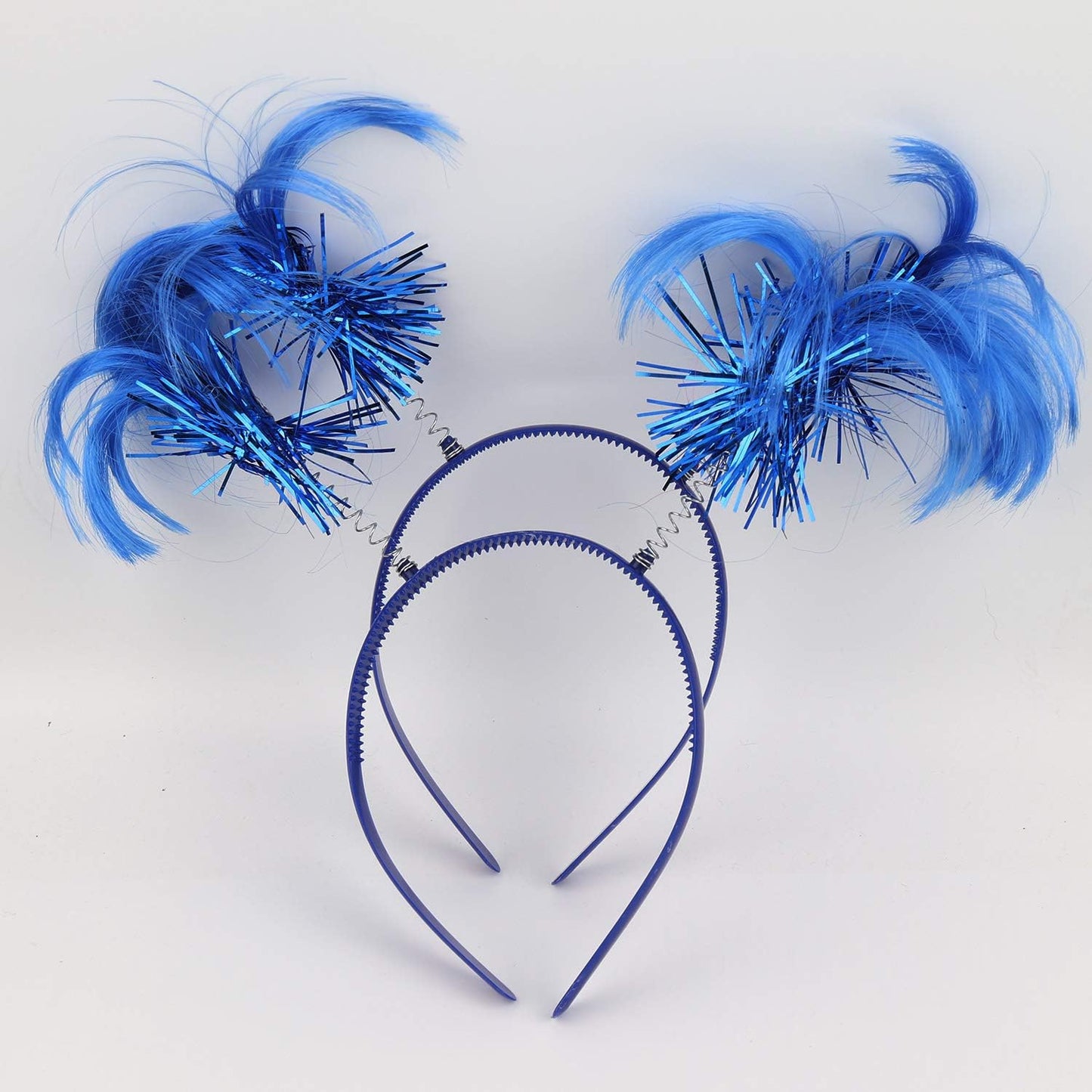 2 Pack Blue Ponytail Headband Feathers Head Bopper Party Accessory for Costume Party School Festivals V1258-DP02-B-2064