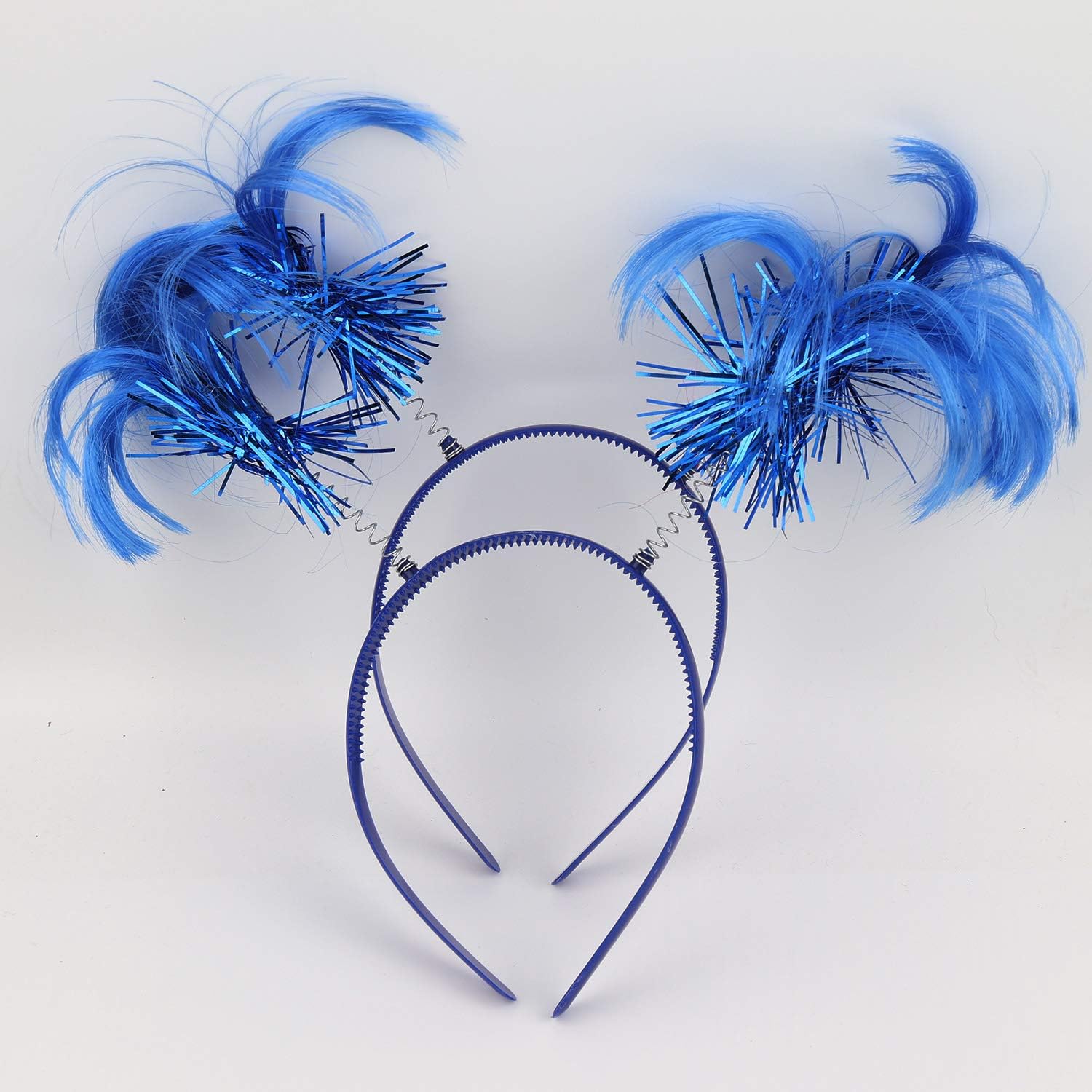 2 Pack Blue Ponytail Headband Feathers Head Bopper Party Accessory for Costume Party School Festivals V1258-DP02-B-2064