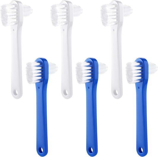 6 Pack Denture Cleaning Brush Dual Head Portable Denture Toothbrush Hard Double Sided Multi-Layered Bristles V1258-DP02-B-207