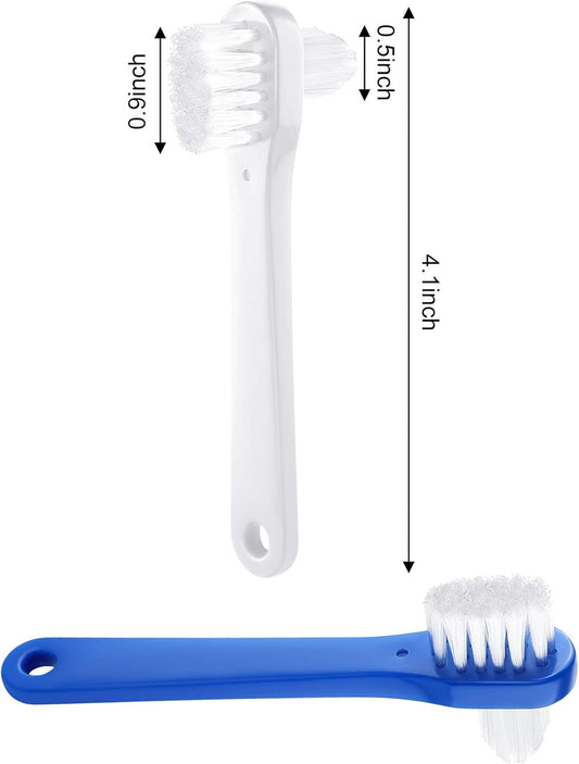 6 Pack Denture Cleaning Brush Dual Head Portable Denture Toothbrush Hard Double Sided Multi-Layered Bristles V1258-DP02-B-207
